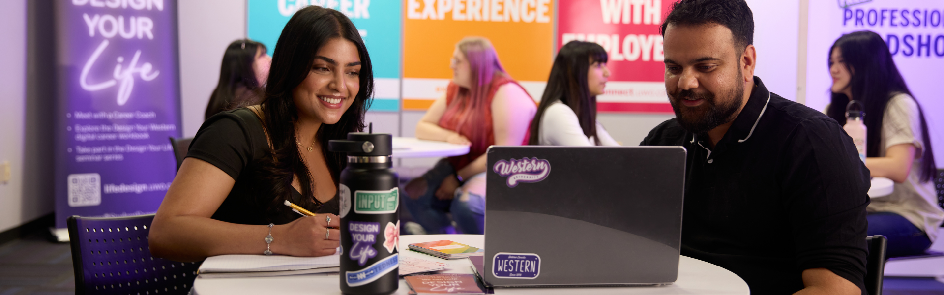 Student meeting with career coach 